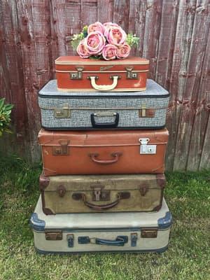 vintage suitcases travel themed wedding destination wedding