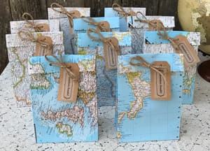 map wedding favor bag travel themed wedding destination wedding