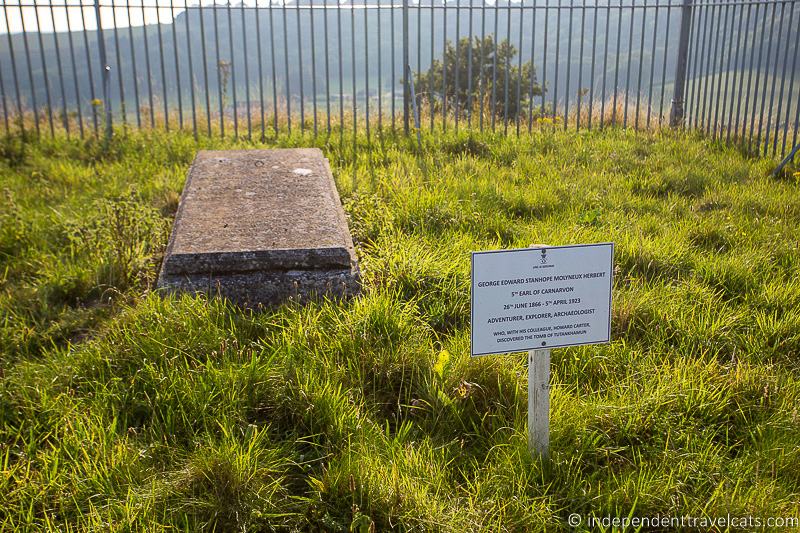 grave of 5th Earl of Carnarvon visiting Highclere Castle real Downton Abbey filming location