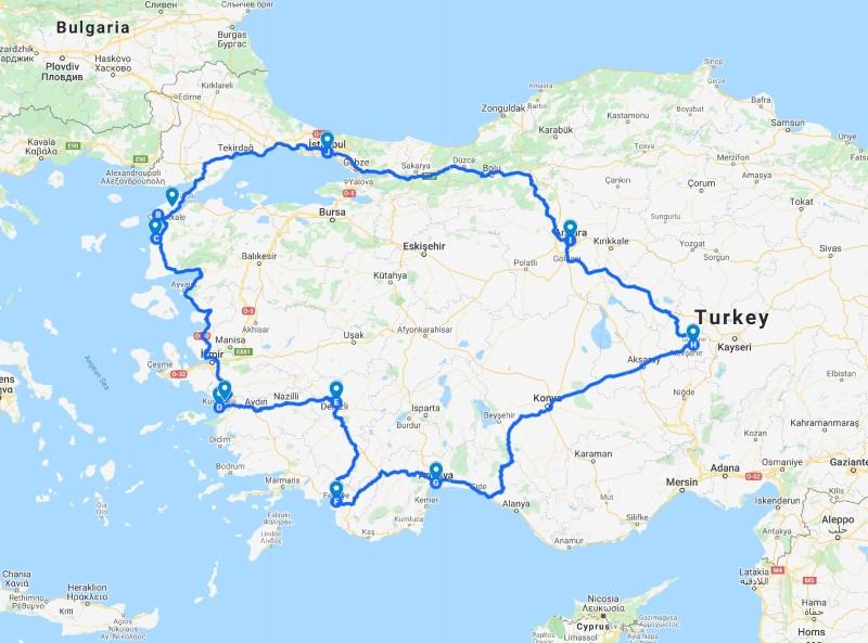 travel itinerary for turkey