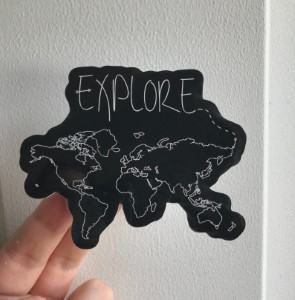 black world map decal sticker laptop travel themed home decor handmade