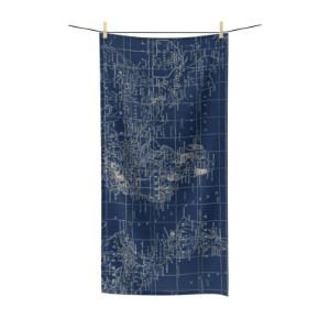 navy map bath towel travel themed home decor handmade travel home decorations furnishings