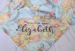 personalized map baby blanket travel themed home decor handmade travel home decorations furnishings