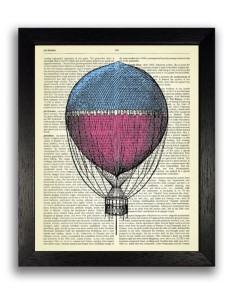 hot air balloon steampunk drawing art travel themed home decor handmade travel home decorations furnishings