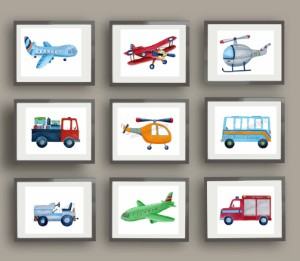 transportation themed wall art nursery boy's room travel themed home decor handmade travel home decorations furnishings