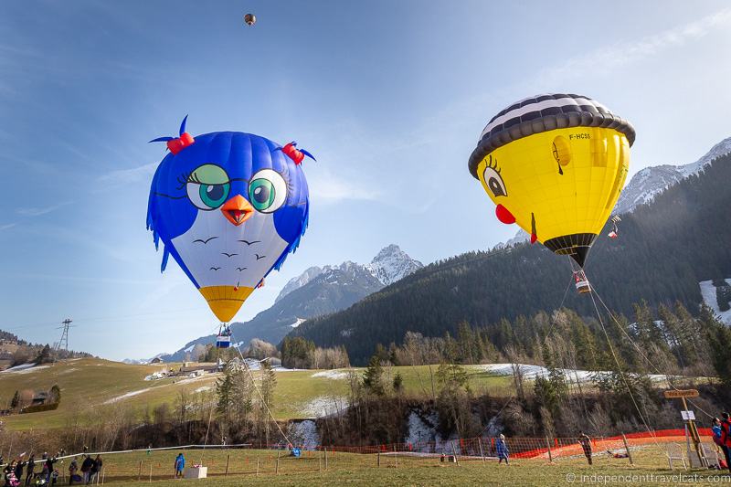 tethered balloons vols captifs Château-d'Oex International Hot Air Balloon Festival in Switzerland Festival International de Ballons