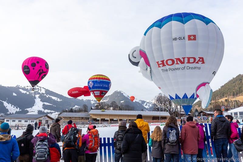 visitors Château-d'Oex International Hot Air Balloon Festival in Switzerland Festival International de Ballons