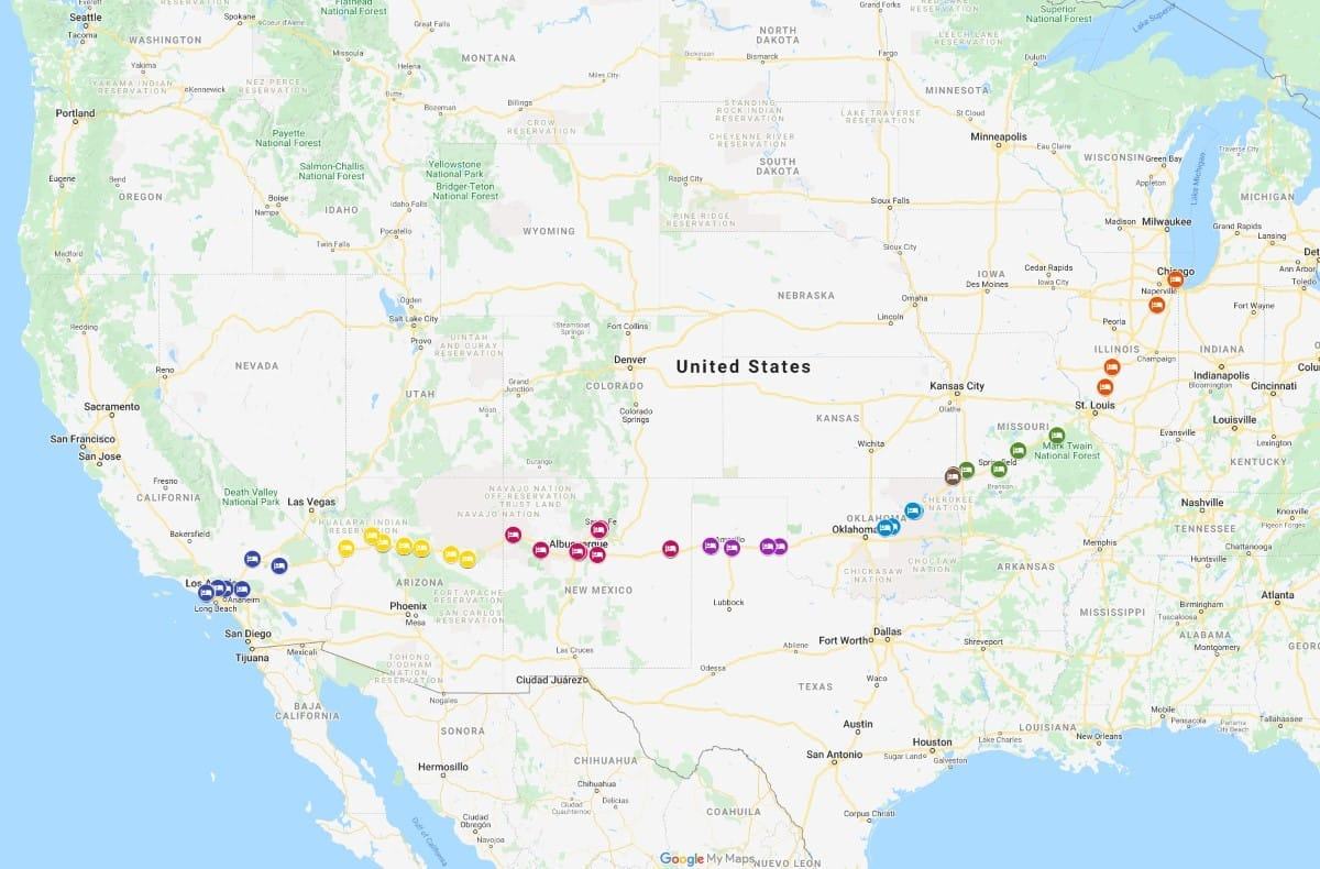 Route 66 Motels Map Route 66 Hotels Map route