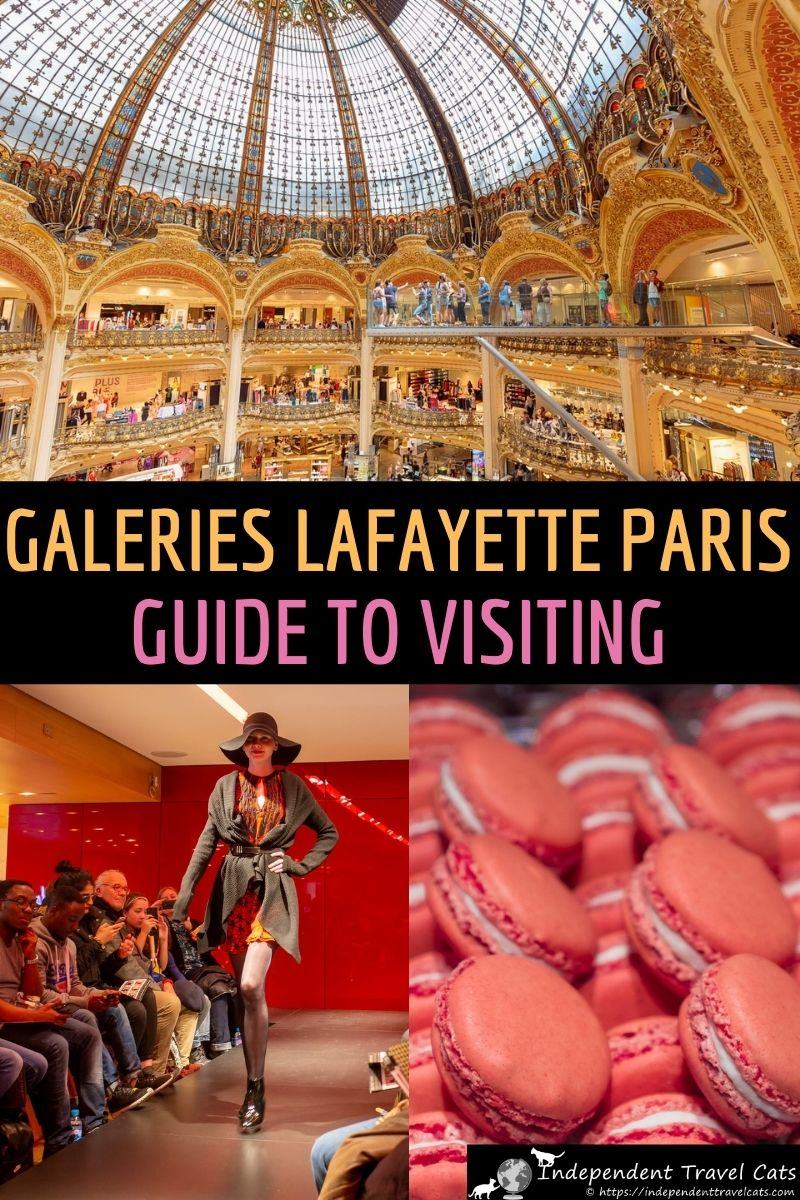A guide to visiting the Galeries Lafayette department store and the top things to do at Galeries Lafayette Paris Haussmann, including the fashion show, terrace, macaron baking class, and Glasswalk. We share tips on getting to Galeries Lafayette in Paris, the top things to do in Galeries Lafayette Paris Haussmann, and advice on how to book the various activities. #GaleriesLafayette #GaleriesLafayetteParis #shopping #Paris #Paristravel #France #travel #departmentstore #macarons #fashionshow