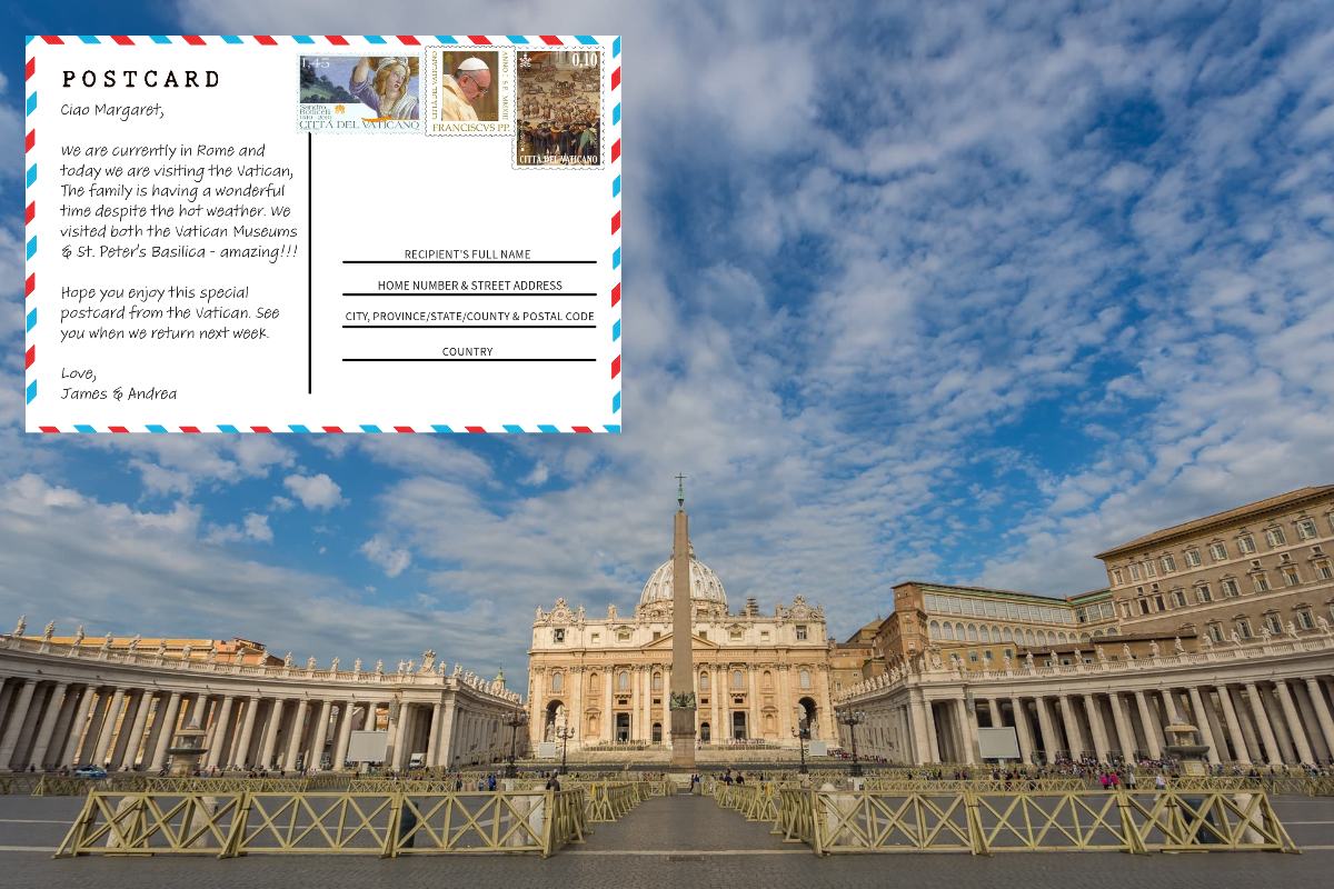 how to send postcards from the Vatican 